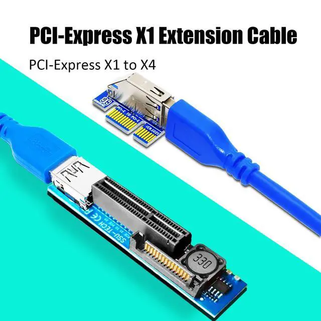 Alt view image 2 of 7 - BUCIER UEX103 600mm PCIe 3.0 X1 to X4 Riser Cable (PCIe 3.0 X1 Bandwidth) for PCIe WiFi Card, M.2 PCIe Card, Firewire Card, USB PCIe Card, Sound Card, etc