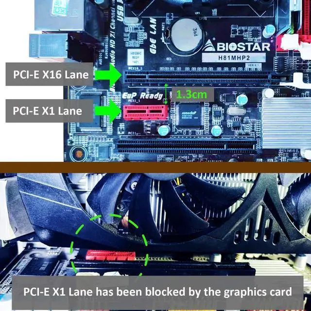 Alt view image 5 of 7 - BUCIER UEX103 600mm PCIe 3.0 X1 to X4 Riser Cable (PCIe 3.0 X1 Bandwidth) for PCIe WiFi Card, M.2 PCIe Card, Firewire Card, USB PCIe Card, Sound Card, etc