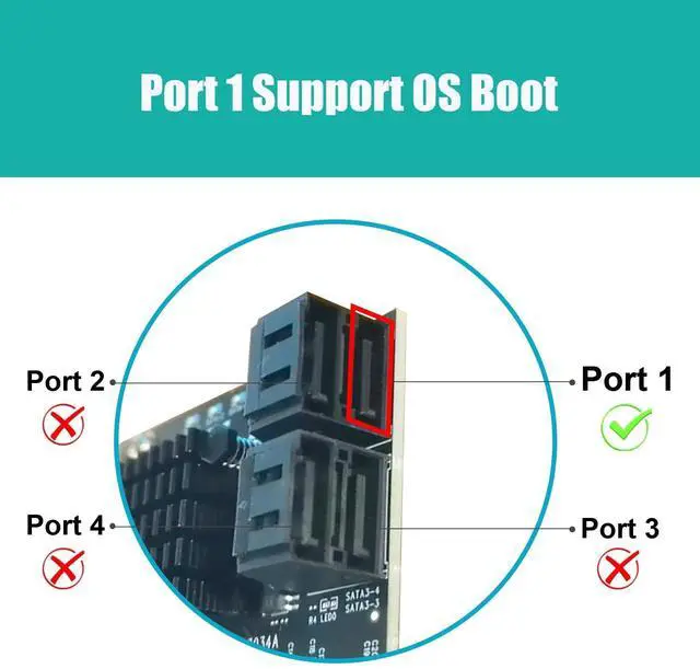 Alt view image 3 of 7 - BUCIER SA3034-C 4-Port PCIe X1 SATA Expansion Card with SATA and Power Cables, Compatible with Windows,Linux,Mac OS,NAS
