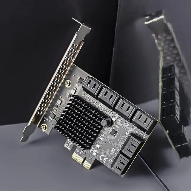 Alt view image 3 of 7 - BUCIER SA3112-C 12-Port PCIe X1 SATA Expansion Card with SATA and Power Cables, Compatible with Windows,Linux,Mac OS,NAS