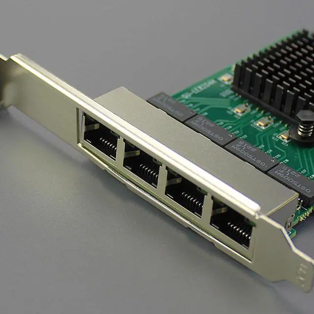 Alt view image 2 of 7 - BUCIER LE8204 4-Port PCIe Network Card for Desktop PC, 1000/100/10Mbps Gigabit Ethernet RJ45 LAN Port, PCIE X1 Interface, Regular & Low Profile Bracket