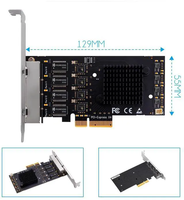 Alt view image 7 of 7 - BUCIER LE8445 4-Port 2.5Gb PCIe Network Card for Desktop PC, 2500/1000/100Mbps Gigabit Ethernet RJ45 LAN Port, PCIE X4 Interface, Regular & Low Profile Bracket