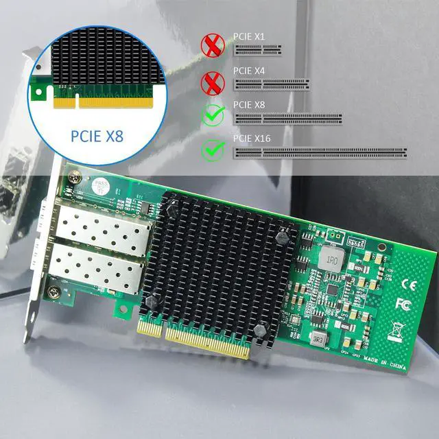Alt view image 6 of 7 - BUCIER ST7268 2-Port 10Gb SFP+ Ethernet Network Card with Intel 82599ES Controller, PCIE 2.0 X8 Interface, Support Windows 11/10/Windows Server/Linux/ESX/VMware ESXi(Not Support Mac OS)