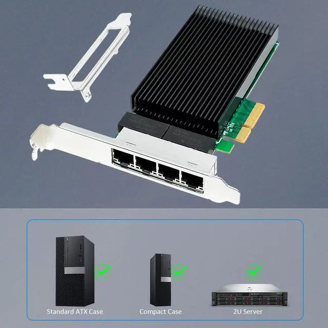 Alt view image 6 of 7 - BUCIER ST7419 4-Port 2.5G RJ45 Ethernet Network Card with Intel 1226 Controller, PCIE 3.0 X4 Interface, Support Windows 11/10/Windows Server/Linux/ESX/VMware ESXi(Not Support Mac OS)