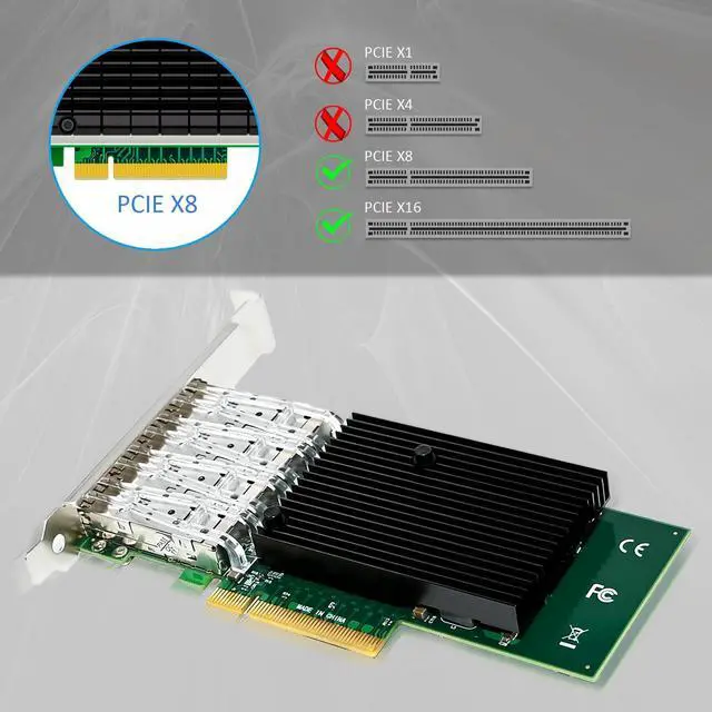 Alt view image 5 of 7 - BUCIER ST7219 4-Port 10G SFP+ Ethernet Network Card with Intel X710-BM1 Controller, PCIE 3.0 X8 Interface, Support Windows 11/10/Windows Server/Linux/ESX/VMware ESXi(Not Support Mac OS)