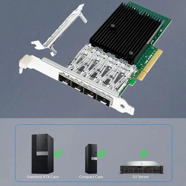 Alt view image 6 of 7 - BUCIER ST7219 4-Port 10G SFP+ Ethernet Network Card with Intel X710-BM1 Controller, PCIE 3.0 X8 Interface, Support Windows 11/10/Windows Server/Linux/ESX/VMware ESXi(Not Support Mac OS)