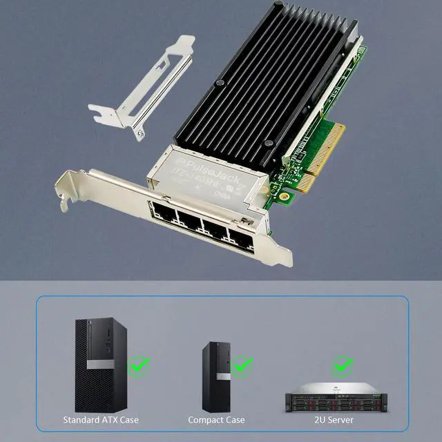 Alt view image 6 of 7 - BUCIER ST7223 4-Port 10G RJ45 Ethernet Network Card with Intel X710 Controller, PCIE 3.0 X8 Interface, Support Windows 11/10/Windows Server/Linux/ESX/VMware ESXi(Not Support Mac OS)