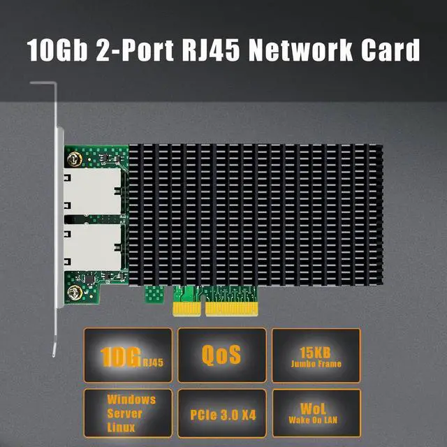 Alt view image 2 of 7 - BUCIER ST7368 2-Port 10G RJ45 Ethernet Network Card with Intel X550 Controller, PCIE 3.0 X4 Interface, Support Windows 11/10/Windows Server/Linux/ESX/VMware ESXi(Not Support Mac OS)