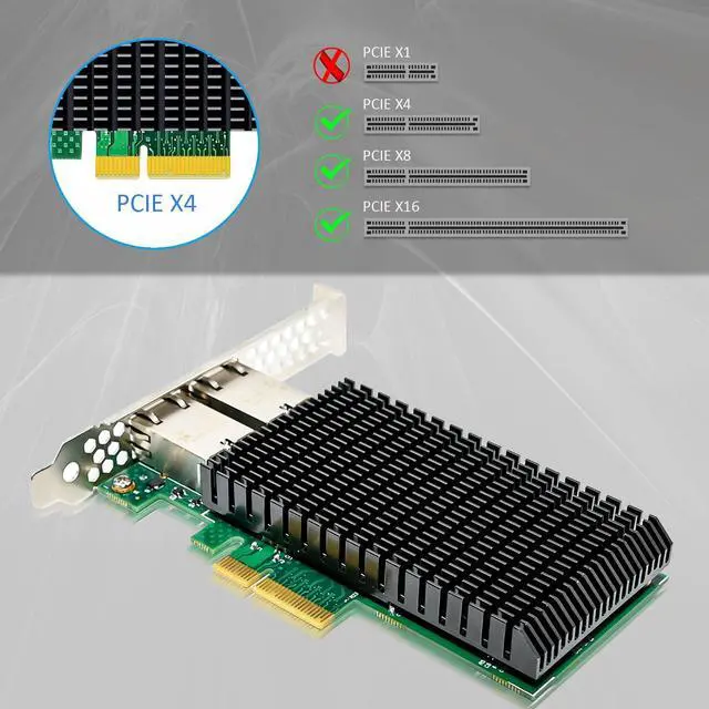 Alt view image 5 of 7 - BUCIER ST7368 2-Port 10G RJ45 Ethernet Network Card with Intel X550 Controller, PCIE 3.0 X4 Interface, Support Windows 11/10/Windows Server/Linux/ESX/VMware ESXi(Not Support Mac OS)