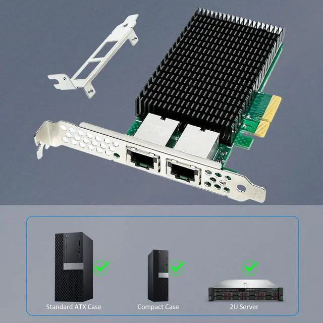 Alt view image 6 of 7 - BUCIER ST7368 2-Port 10G RJ45 Ethernet Network Card with Intel X550 Controller, PCIE 3.0 X4 Interface, Support Windows 11/10/Windows Server/Linux/ESX/VMware ESXi(Not Support Mac OS)