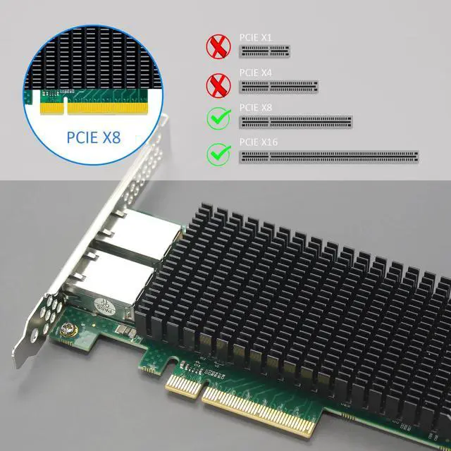 Alt view image 6 of 7 - BUCIER ST7318 2-Port 10G RJ45 Ethernet Network Card with Intel X540 Controller, PCIE 2.0 X8 Interface, Support Windows 11/10/Windows Server/Linux/ESX/VMware ESXi(Not Support Mac OS)