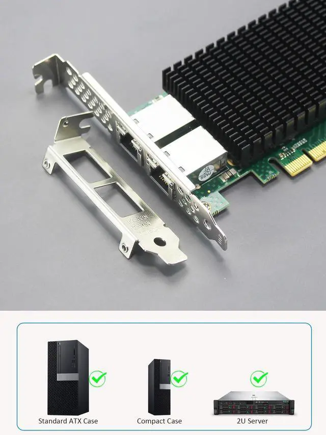 Alt view image 5 of 7 - BUCIER ST7318 2-Port 10G RJ45 Ethernet Network Card with Intel X540 Controller, PCIE 2.0 X8 Interface, Support Windows 11/10/Windows Server/Linux/ESX/VMware ESXi(Not Support Mac OS)