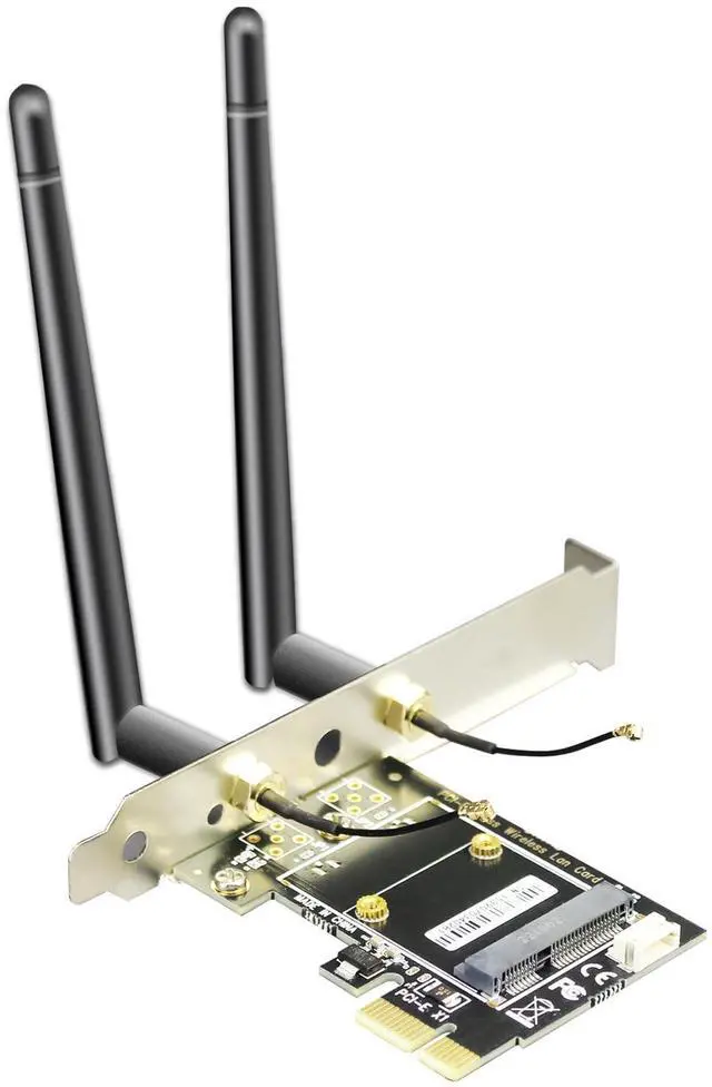 Main image of BUCIER WA02 Mini PCIe to PCIe X1 WiFi Bluetooth Adapter for Mini PCIe WiFi 4/5/6/6e Module/Coral TPU Module, with 3.5-dBi SMA Antenna Kits