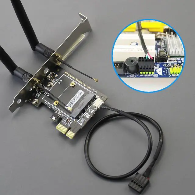 Alt view image 4 of 7 - BUCIER WA02 Mini PCIe to PCIe X1 WiFi Bluetooth Adapter for Mini PCIe WiFi 4/5/6/6e Module/Coral TPU Module, with 3.5-dBi SMA Antenna Kits