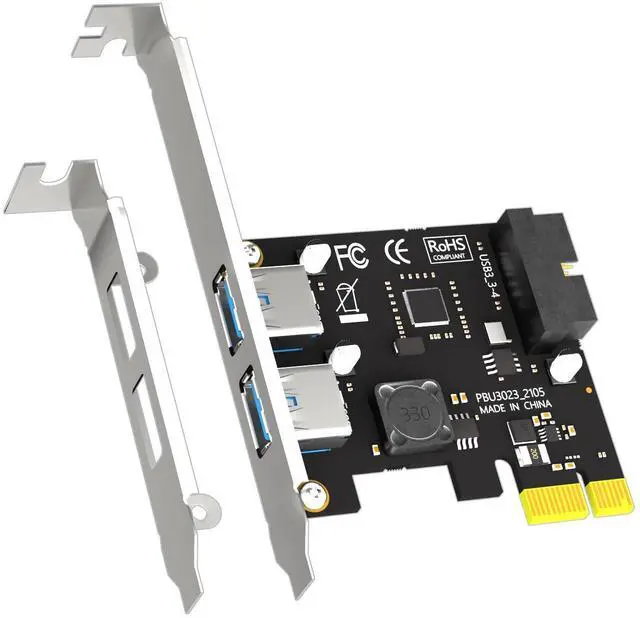 Main image of BUCIER U3055N 2-Port USB 3.0 Type-A and USB Header 5Gbps PCIe Expansion Card for Intel, AMD, and ARM Platform, Compatible with Windows and Linux (Not Support Mac OS)
