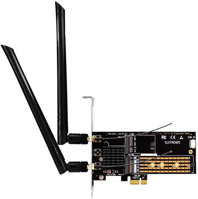Main image of BUCIER WA05 PCIe X1 Adapter for one M.2 Key-E WiFi Module and one M.2 NVMe SSD, 2 in 1 Combo Design