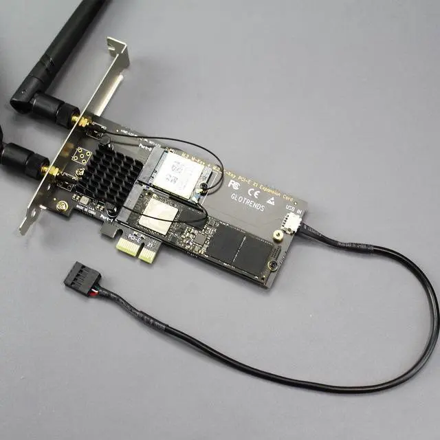 Alt view image 3 of 7 - BUCIER WA05 PCIe X1 Adapter for one M.2 Key-E WiFi Module and one M.2 NVMe SSD, 2 in 1 Combo Design