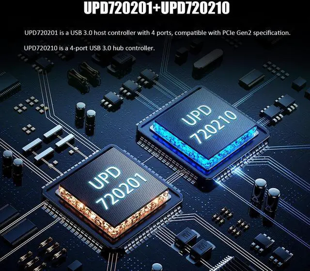 Alt view image 4 of 7 - BUCIER U3057 7-Port USB 3.0 Type-A 5Gb PCIe Expansion Card for Intel, AMD, and ARM Platform, Compatible with Windows and Linux (Not Support Mac OS)