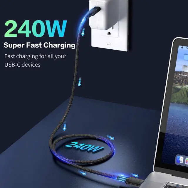 Alt view image 3 of 7 - BUCIER USB 4 Cable for Thunderbolt 4 Cable 3.3ft, 40Gbps USB C Thunderbolt Cables, 240W USB-C to USB C Cable Support 8K 60Hz Video, Compatible with Thunderbolt 4/3, USB4/3, Type C