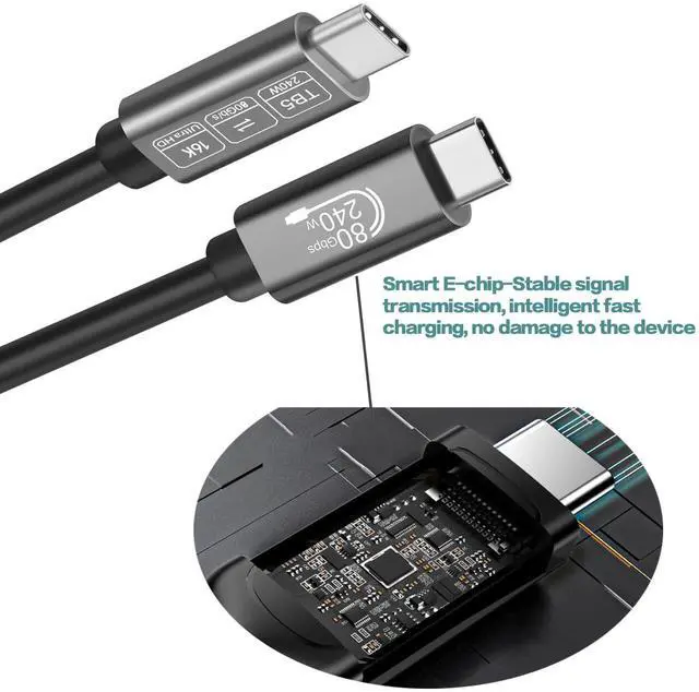 Alt view image 6 of 6 - BUCIER USB4 for Thunderbolt 5 Cable 3.3ft (1m) 80Gbps, 240W PD Fast Charging, 16K/8K Video, Compatible with MacBook Pro/Air, iPad Pro, Dell XPS, Surface Laptop, Galaxy Book