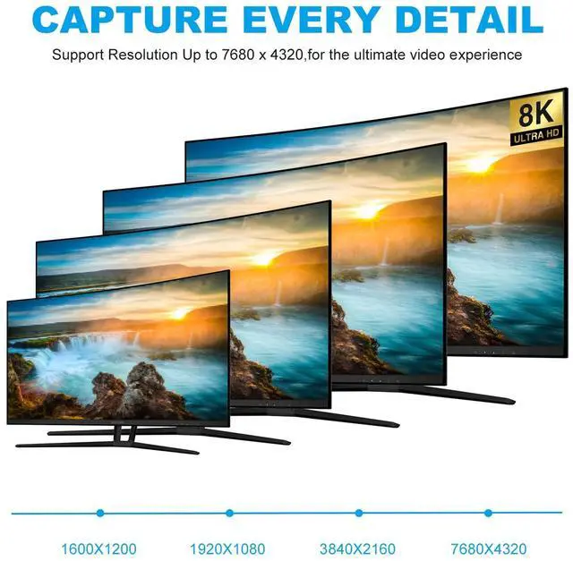 Alt view image 7 of 7 - BUCIER 8K Displayport to DisplayPort 1.4 Cable 33ft /10m, Ultra HD 4K 144Hz, 8K 60Hz, HBR3(7680x4320 Resolution), High Speed 32.4Gbps, Long Nylon Braided DisplayPort 1.4 1.2 Cable 33ft