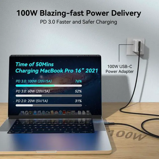 Alt view image 3 of 7 - BUCIER Long USB C 3.2 Gen-2 240W Extension 5M 16.5FT Charging Curved Cable Data Transfer 20Gbps Charging Cable Type-C 4K Video Output Compatible with Thunderbolt 3 USB-C Computers