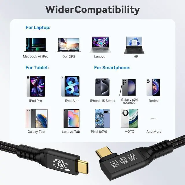 Alt view image 6 of 7 - BUCIER Long USB C 3.2 Gen-2 240W Extension 5M 16.5FT Charging Curved Cable Data Transfer 20Gbps Charging Cable Type-C 4K Video Output Compatible with Thunderbolt 3 USB-C Computers