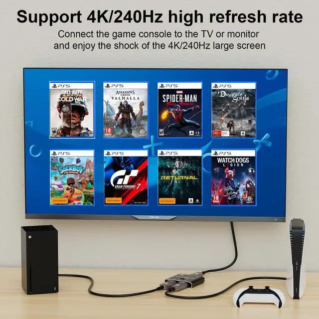 Alt view image 7 of 7 - BUCIER DisplayPort 2.1 16K DP Switch Bi-Direction HD 8K@120Hz 4K@240Hz Splitter Converter for Multiple Source and displays 16K DP Video