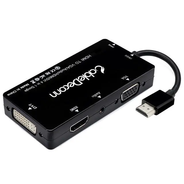 Alt view image 7 of 7 - BUCIER Multiport 4-in-1 HDMI to HDMI/DVI/VGA Adapter Cable with Audio Output Converter (Black)