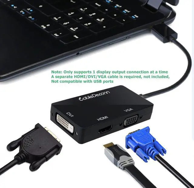 Alt view image 6 of 7 - BUCIER Multi-Function Displayport Dp to HDMI/DVI/VGA Male to Female 3-in-1 Adapter Converter Cable