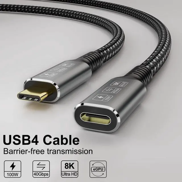 Alt view image 2 of 7 - BUCIER USB4 Extension 8K 240W Cable 0.8M Thunderbolt 4 USB 4.0 Type-c Male to Female Ultra HD 8K@60Hz Charging 40Gbps Data Transfer External SSD eGPU