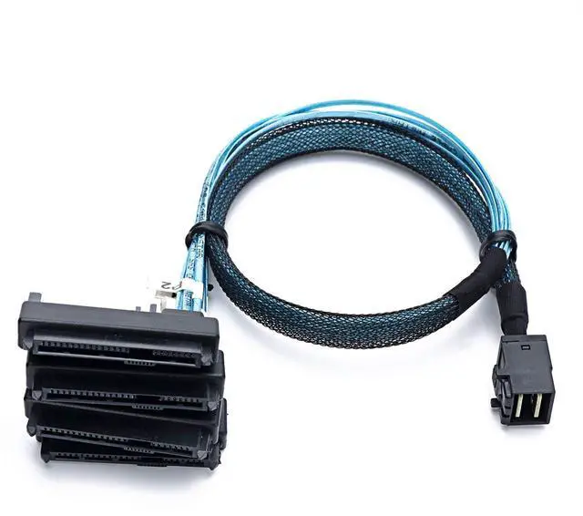 Alt view image 2 of 7 - BUCIER SFF-8643 Internal Mini SAS HD to (4) 29pin SFF-8482 connectors with SAS 15pin Power Port 12GB/S Cable (1M)