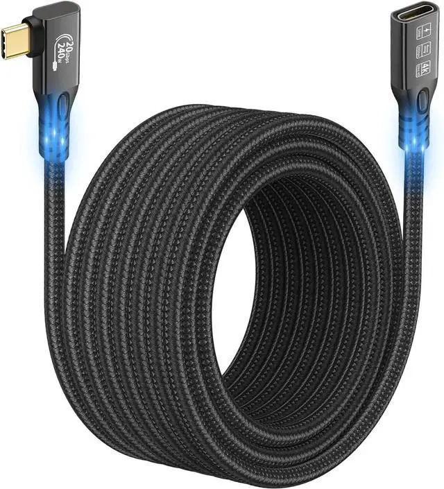 Main image of BUCIER Long USB C 3.2 Cable Gen-2 240W Charging Extension 5m 16.5ft 90' Elbow Thunderbolt 3 Male to Female Data Transfer 20Gbps 48V/5A Type-C Video 4K Compatible with MacBook M1/M2/M3