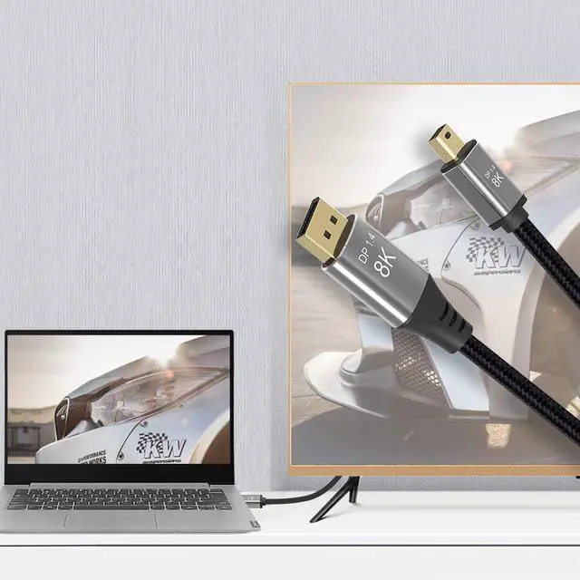 Alt view image 4 of 7 - BUCIER 2M 6.6FT Mini DP to DisplayPort Cable 8K(7680x4320)@60Hz 4K@144Hz Display Port 1.4 Bi-Directional Transmission DP to Mini DisplayPort 8K