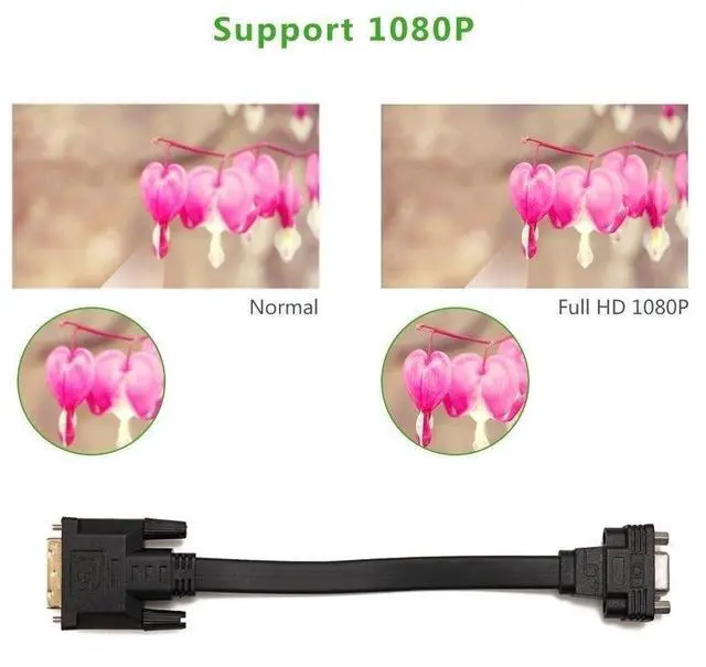 Alt view image 4 of 7 - BUCIER Active DVI-D Dual Link 24+1 Male to VGA Female Video with Flat Cable Adapter Converter Black