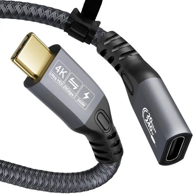 Main image of BUCIER Type C Cable 3ft 1m, 240W 48V/5A USBC to USB C 3.2 Gen2×2 Extension Cable, 20Gps Male Female Extender Cable, 4K@60Hz Dual C Video Cord Compatible with MacBook Pro