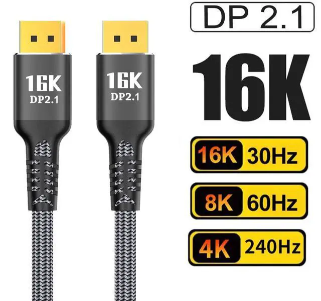 Alt view image 2 of 7 - BUCIER 16K DisplayPort Cable 15 FT, 40Gbps DP to DP, 4K@240Hz, HDR, HDCP, DSC 1.2a, Compatible with HDTVs, Displays, Graphics, PC