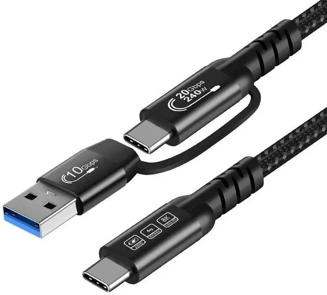 Main image of BUCIER USB2.0 A to USB C 3.2 Type C 20Gbps Male to Male Detachable 0.5m 1.6ft Cable Data Extension 10Gbps 240W Fast Charge 8K Ultra HD Video Data Connection Power Line