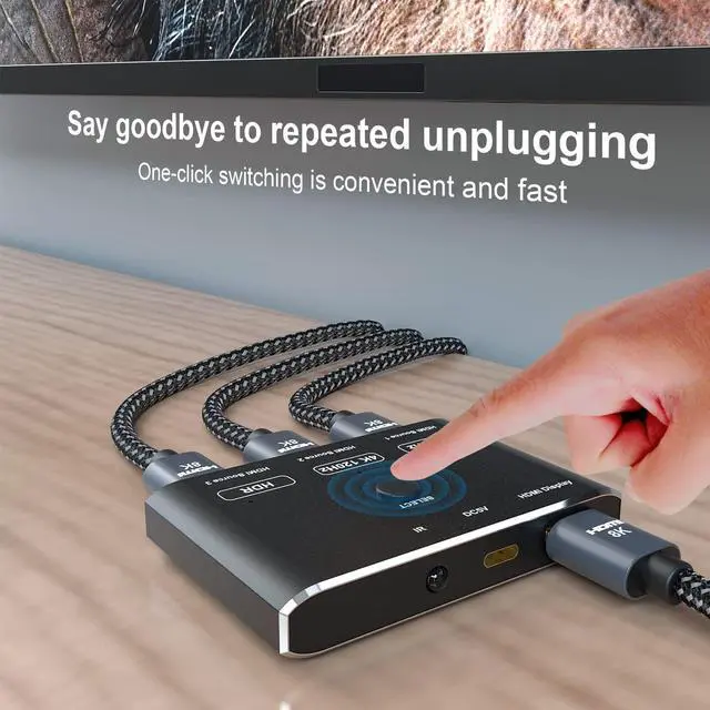 Alt view image 6 of 7 - BUCIER 3 Port HDMI 2.1 HDR 3In 1Out 8K Switcher with Remote Control Directional 8K@60Hz 4K@120Hz HDR 48Gbps 3D HDMI Video Converter Compatible with PS5 Xbox x HDMI TVs Monitors