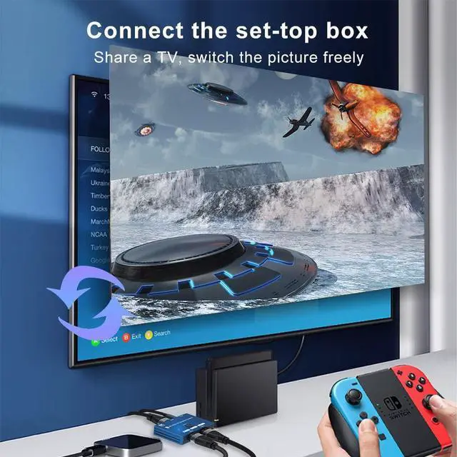 Alt view image 6 of 7 - BUCIER HDMI 2.1 Switch 8K Bi-Directional Splitter 8K@60Hz 4K@120Hz 1440p@165Hz 1080P@240Hz 1in 2out 2in 1out High Speed 48Gbps eARC Converter Compatible with Xbox X PS5 Blue