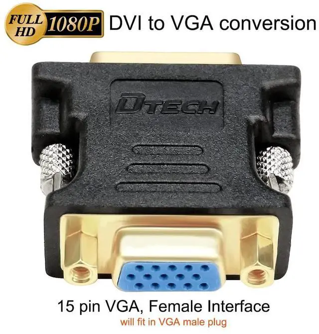 Alt view image 7 of 7 - BUCIER DVI Male to VGA Female Adapter High Speed DVI-I24+5 Port Converter for HDTV, Plasma, DVD and Projector