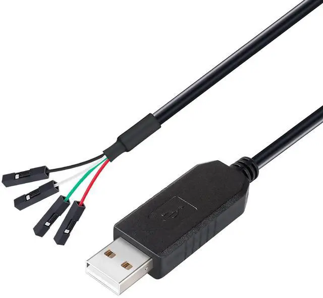 Main image of USB to TTL Serial 3.3V Adapter Cable TX RX Signal 4 Pin 0.1 inch Pitch Female Socket PL2303 Prolific Chip Windows 10 8 7 XP Vista (6ft, Black)