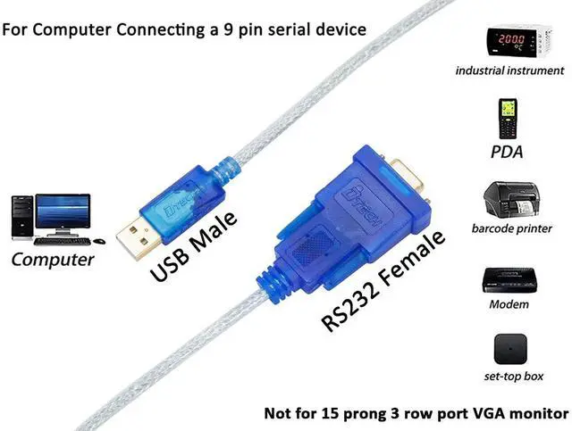 Alt view image 6 of 7 - 3 Feet USB to Serial Female Adapter Cable DB9 RS232 to USB 2.0 Cord with Prolific PL2303 Chip Windows 11 10 8 7 Mac Linux (9 Pin 2 Row Connector RS232C Protocol)