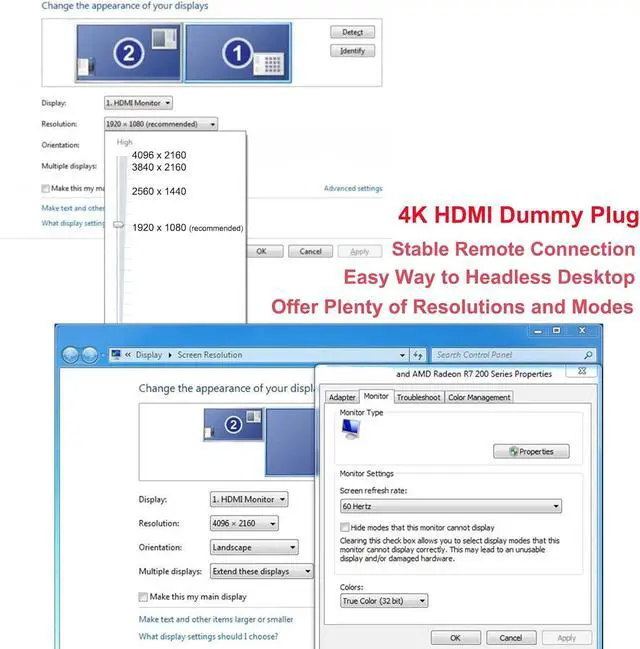 Alt view image 7 of 7 - BUCIER HDMI Dummy Plug 4K Display Emulator Compatible with Windows Mac OSX Linux (fit-Headless, 3 Pack)