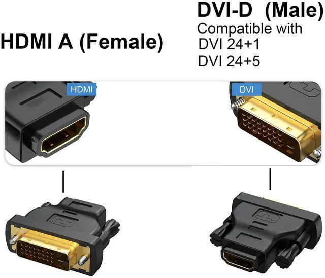 Alt view image 2 of 7 - BUCIER DVI to HDMI Adapter 10-Pack, Bidirectional Female HDMI to DVI-D(24+1) Male Adapter with Gold-Plated for Computer, Monitor, Projector, TV, PS3/4/5 Nintendo Switch and More