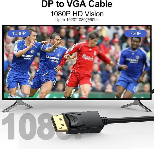 Alt view image 4 of 7 - BUCIER Short DisplayPort to VGA Cable 1.5 Feet, Computer DP Display Port to VGA Monitor/Projector Adapter Cord Male to Male HD Video 1080P for Computer, Monitor, TV, Projector