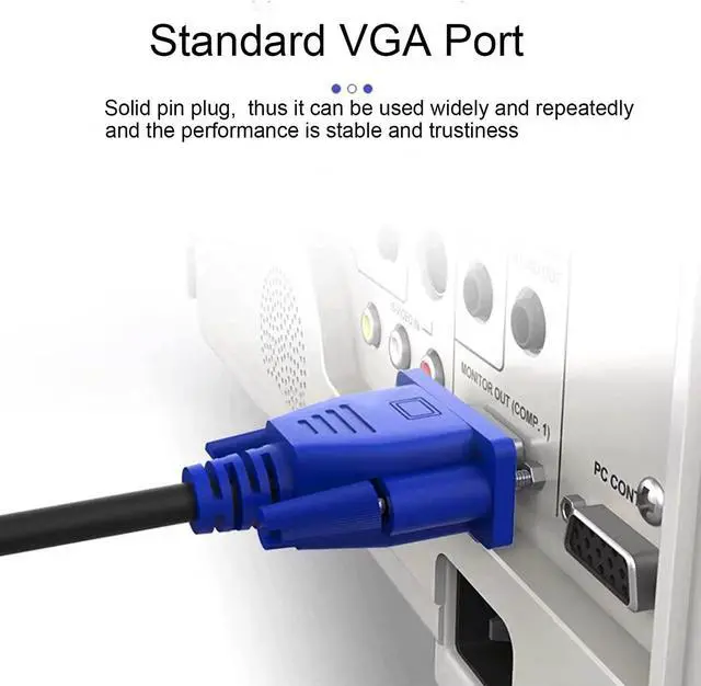 Alt view image 2 of 7 - BUCIER VGA Cable 6 Feet, Gold-Plated Shielded VGA Male to Male Monitor Computer Cable Adapter Cord 15 Pin HD15 1080P@60Hz Full HD High Resolution for TV Computer Projector-Blue-Upgraded