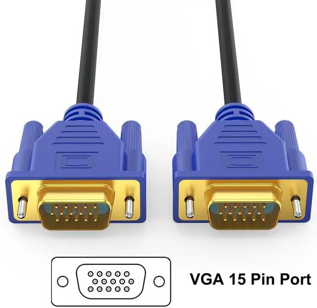 Alt view image 7 of 7 - BUCIER VGA Cable 10 Feet, VGA Computer Monitor Cable Adapter, Gold-Plated Shielded VGA Cord HD15 1080P@60Hz Full HD High Resolution Pure Copper Wire for TV Computer Monitor Display Projector-Blue