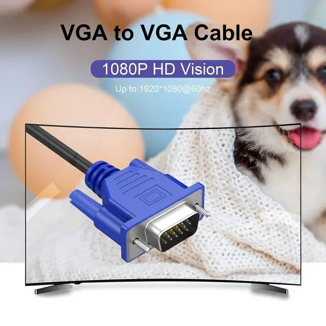 Alt view image 3 of 7 - BUCIER 3FT VGA to VGA Cable 5-Pack, 1080P Full HD, 15Pin Male to Male, Computer, Laptop, Monitor, Projector Compatible