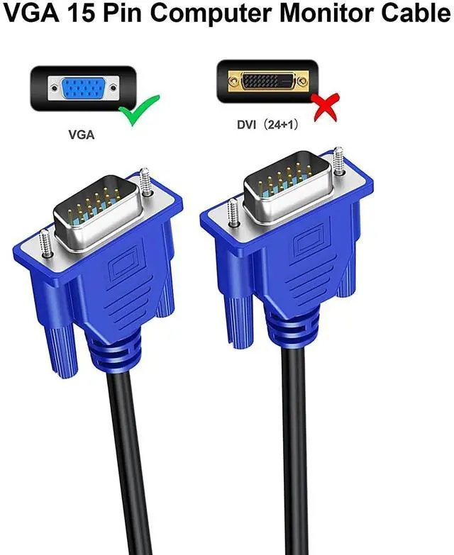 Alt view image 2 of 6 - BUCIER VGA 10-Pack, 3FT VGA Monitor Cable, Male to Male Cord - 1080P Full HD High Resolution for Monitor, TV, Computer, Projector - Blue